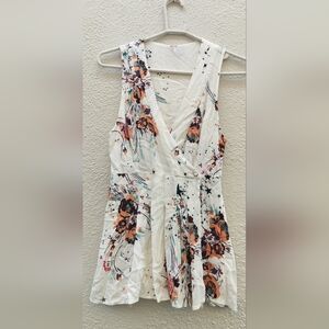 Free People Floral Sleeveless Blouse - White and Orange